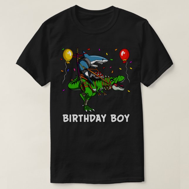 Birthday Boy Ninja Riding Dinosaur T Shirt (Design framsida)