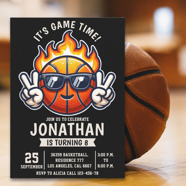  Birthday Boy party with a basketball Ball theme Inbjudningar (Skapare uppladdad)