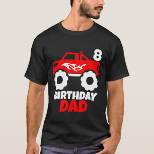 Birthday Boy Red Monster Lastbil Matching Pappa Bl T Shirt