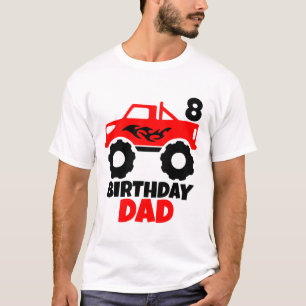 Birthday Boy Red Monster Lastbil Matching Pappa T Shirt
