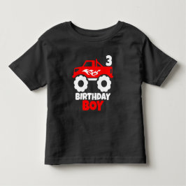 Birthday Boy Red Monster Lastbil med Age Black T Shirt