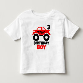 Birthday Boy Red Monster Lastbil med åldern T Shirt