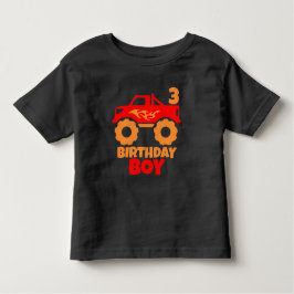 Birthday Boy Red Monster Lastbil med Orangen Ålder T Shirt