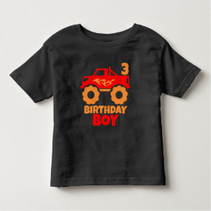 Birthday Boy Red Monster Lastbil med Orangen Ålder T Shirt