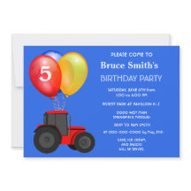 Birthday Boy Red Tractor och Balloals