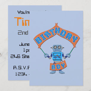 Birthday Boy Robot Inbjudningar