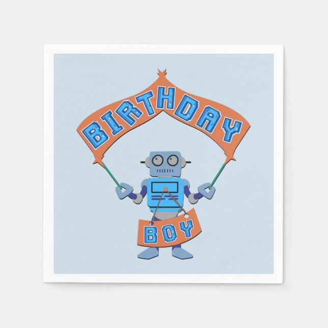 Birthday Boy Robot Pappersservett (Framsidan)