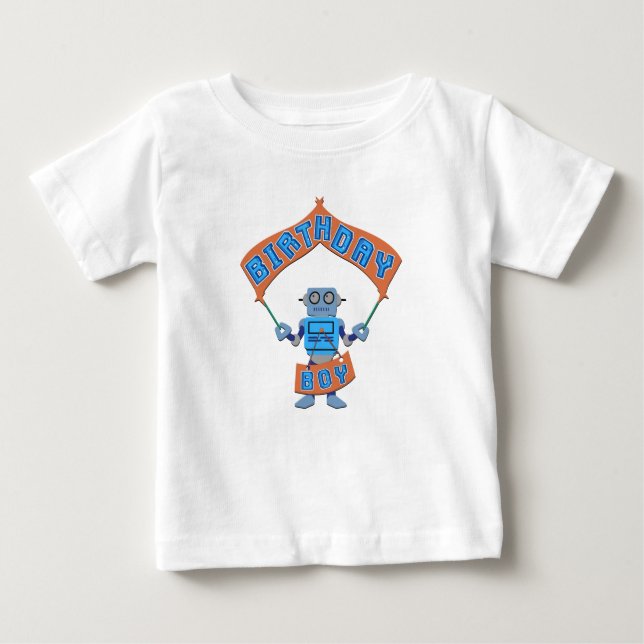 Birthday Boy Robot T Shirt (Framsida)