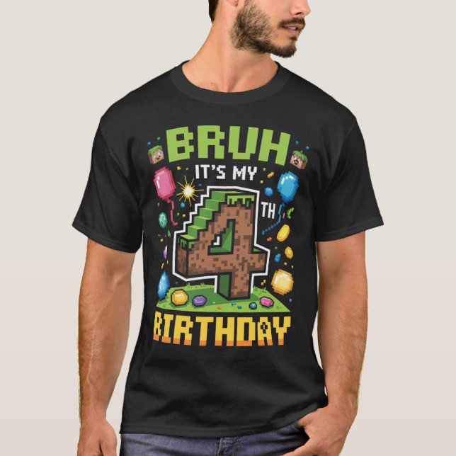 Birthday Boy Shirt Bruh Det är min 4e födelsedagen T (Framsida)