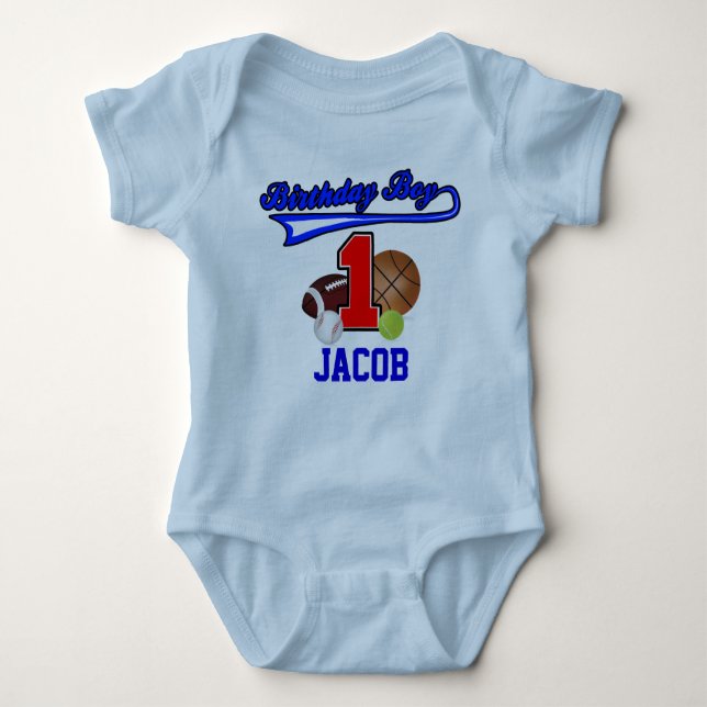 Birthday Boy Sports First Birthday Shirt T-shirt (Framsida)