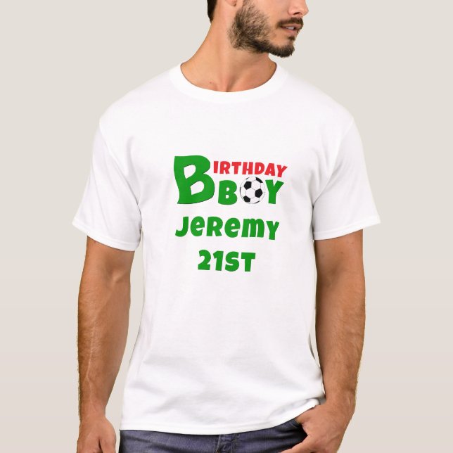Birthday Boy T-Shirt, Soccer Fan, Personalized T Shirt (Framsida)