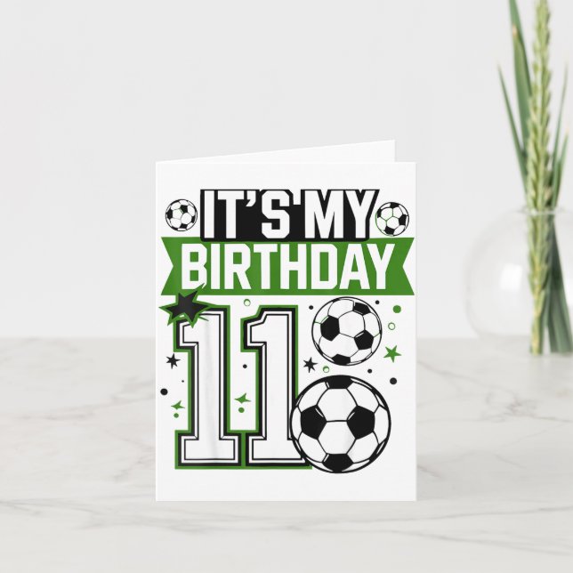 Birthday Boy Tees 11 Soccer Its My 11th Birthday B Kort (Framsida)