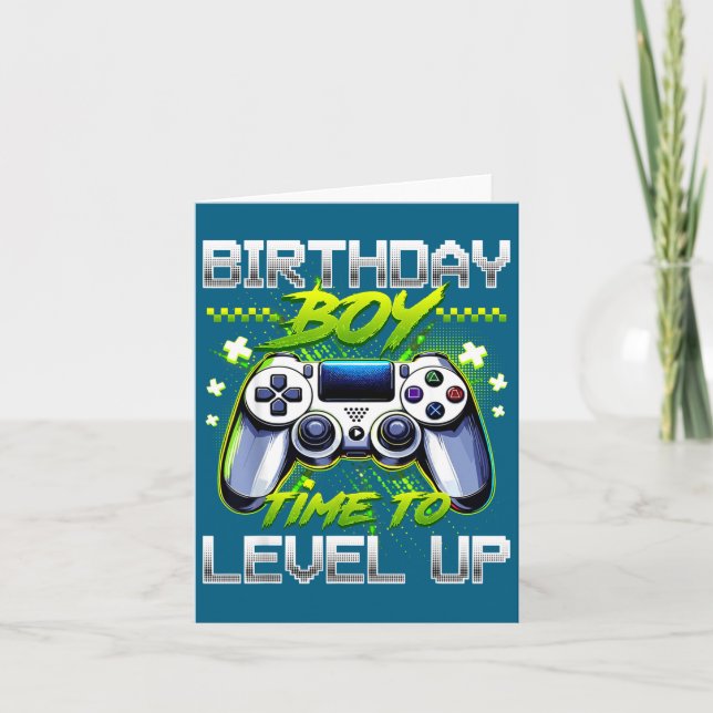 Birthday Boy Time To Level Up Video Game Birthday  Kort (Framsida)