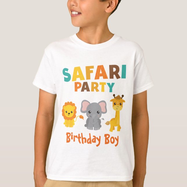 Birthday Boy Trendig Safari Party T Shirt (Framsida)