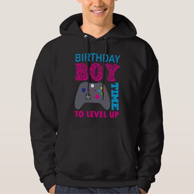Birthday Boy Video Game Birthday Party Hoodie (Framsida)