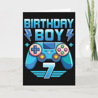 Birthday Boy Video Gamer 7:e Födelsedagsfest 7 år Kort