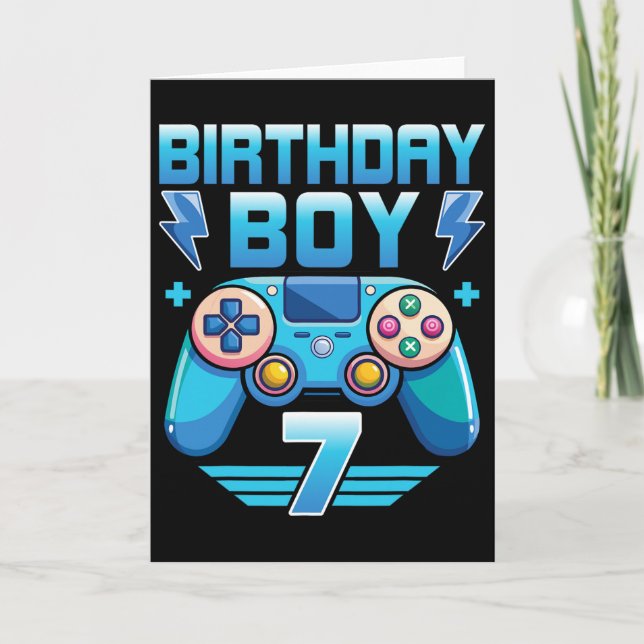 Birthday Boy Video Gamer 7:e Födelsedagsfest 7 år Kort (Framsida)