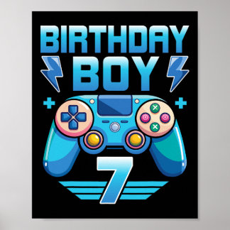 Birthday Boy Video Gamer 7:e Födelsedagsfest 7 år Poster