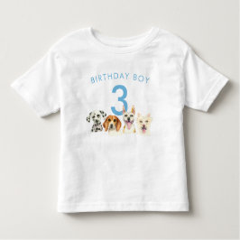 Birthday Boy Watercolor Puppy Hundar T Shirt