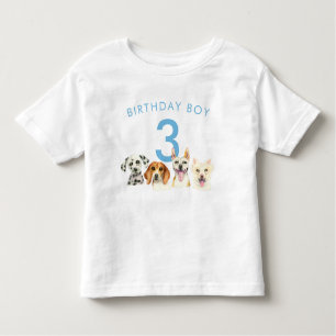 Birthday Boy Watercolor Puppy Hundar T Shirt