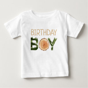 Birthday Boy Watercolor Woodland  T Shirt