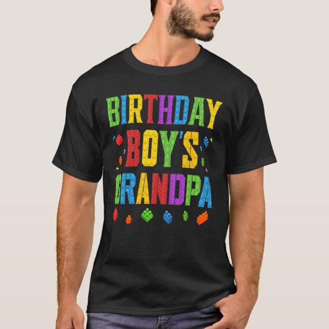 Birthday Boy's Grandpa Blocks Master Builder Brick T Shirt (Framsida)