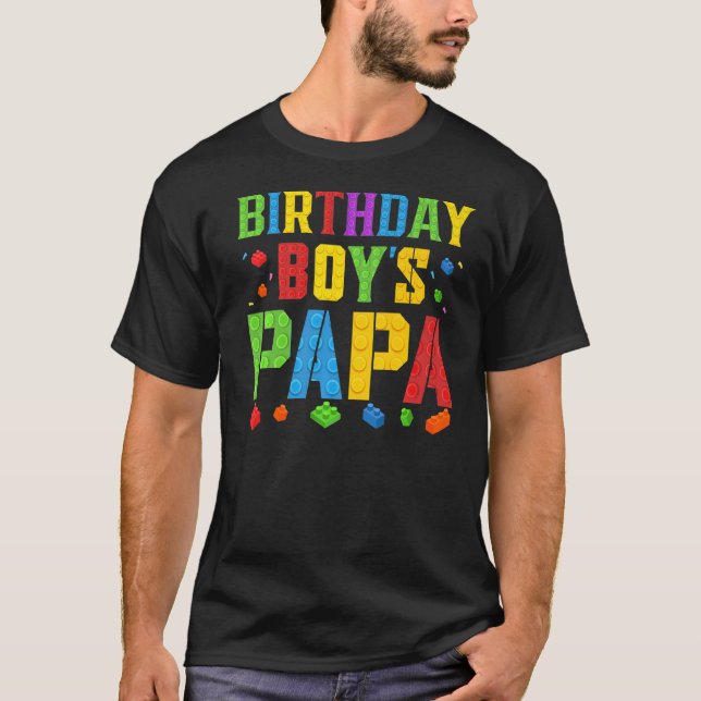 Birthday Boy's Pappa Blocks Master Builder Brick B T Shirt (Framsida)