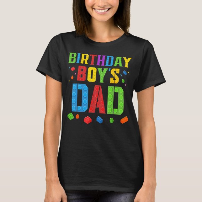 Birthday Boy's Pappa Blocks Master Builder Brick B T Shirt (Framsida)