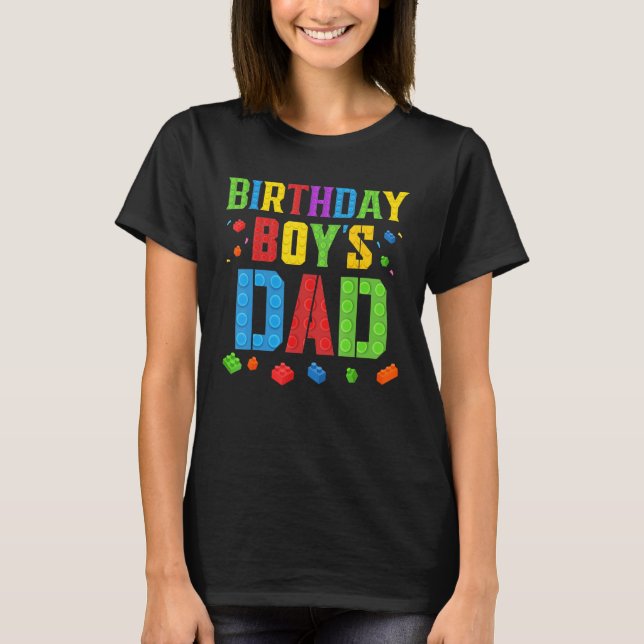 Birthday Boy's Pappa Blocks Master Builder Brick B T Shirt (Framsida)