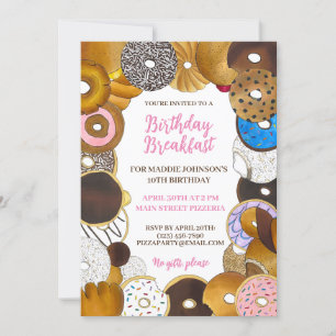 Birthday Breakfast Brunch Doughnut Donut Junk Food Inbjudningar