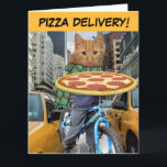 BIRTHDAY BROTHER CAT PIZZA DELIVERY GREETARD KORT<br><div class="desc">PIZZA LEVERERAR CAT FÖDELSEDAGSKORT. GRATTIS PÅ FÖDELSEDAGEN BROTHER</div>