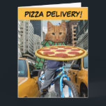 BIRTHDAY BROTHER CAT PIZZA DELIVERY GREETARD KORT<br><div class="desc">PIZZA LEVERERAR CAT FÖDELSEDAGSKORT. GRATTIS PÅ FÖDELSEDAGEN BROTHER</div>