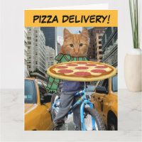 BIRTHDAY BROTHER CAT PIZZA DELIVERY GREETARD