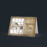 BIRTHDAY - BROTHER - VINTAGE WINDOW - BIRD KORT<br><div class="desc">Lagrar upp på dina Secret Pal-kort är just den här fantastiska med en fågel sitta vid gren under en storm i snö med vintage gammalt västerländskt fönster OBS:  Andra kategorier med samma bild att följa</div>