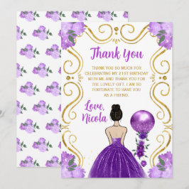 Birthday Brown Hair Princess Purple Happy Birthday Tack Kort