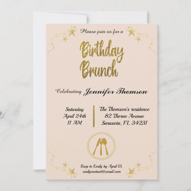 Birthday brunch-inbjudan inbjudningar (Framsida)