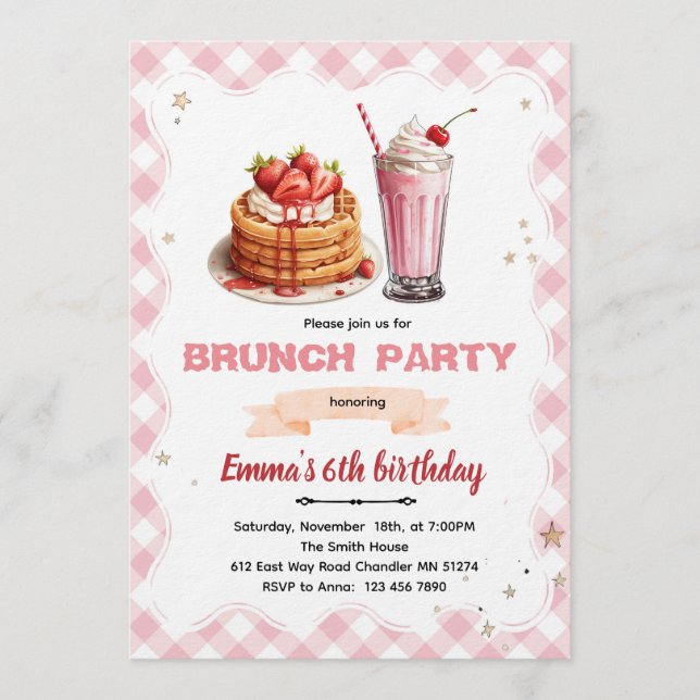 Birthday Brunch party Invitation Inbjudningar (Framsida)