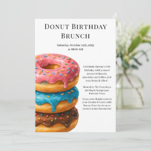 Birthday Brunch Party Pancakes & Donuts Inbjudningar