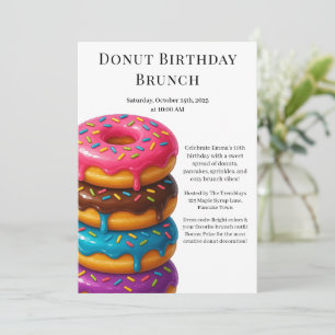 Birthday Brunch Party Pancakes & Donuts Inbjudningar