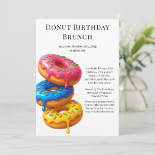 Birthday Brunch Party Pancakes & Donuts Inbjudningar
