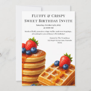Birthday Brunch Party   Pancakes & waffles Inbjudningar