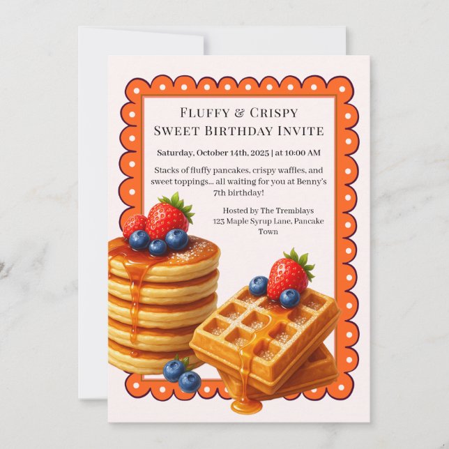Birthday Brunch Party | Pancakes & waffles Inbjudningar (Framsida)