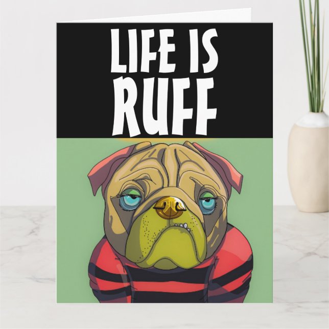 BIRTHDAY BULLDOG BOXER HUND ART FUNNY BIG CARD KORT (Framsida)