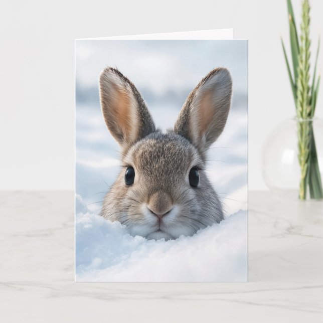 Birthday Bunny In a Deep Snowdrift Kort (Framsida)