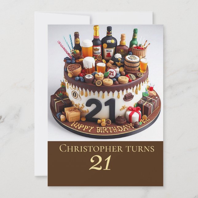 BIRTHDAY CAKE, 21:a FIRANDE Inbjudningar (Baksida)