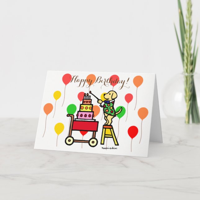Birthday Cake Candles Gult Labrador Card Kort (Framsida)