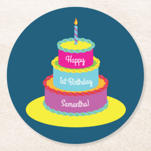 Birthday Cake Party Underlägg Papper Rund