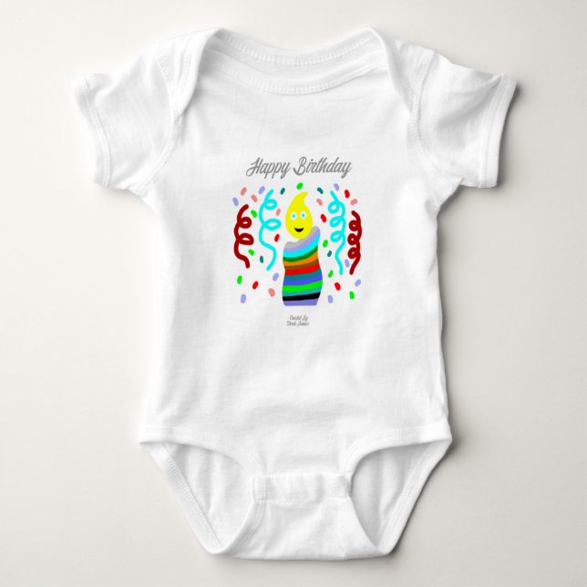 Birthday Candle Greetings Baby Jersey Bodysuit T Shirt (Framsida)