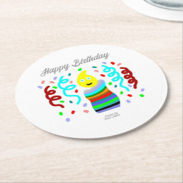 Birthday Candle Greetings Round Paper Coaster Underlägg Papper Rund
