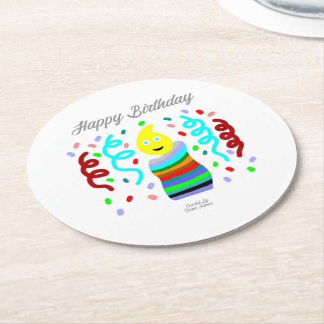 Birthday Candle Greetings Round Paper Coaster Underlägg Papper Rund (Vinklad)